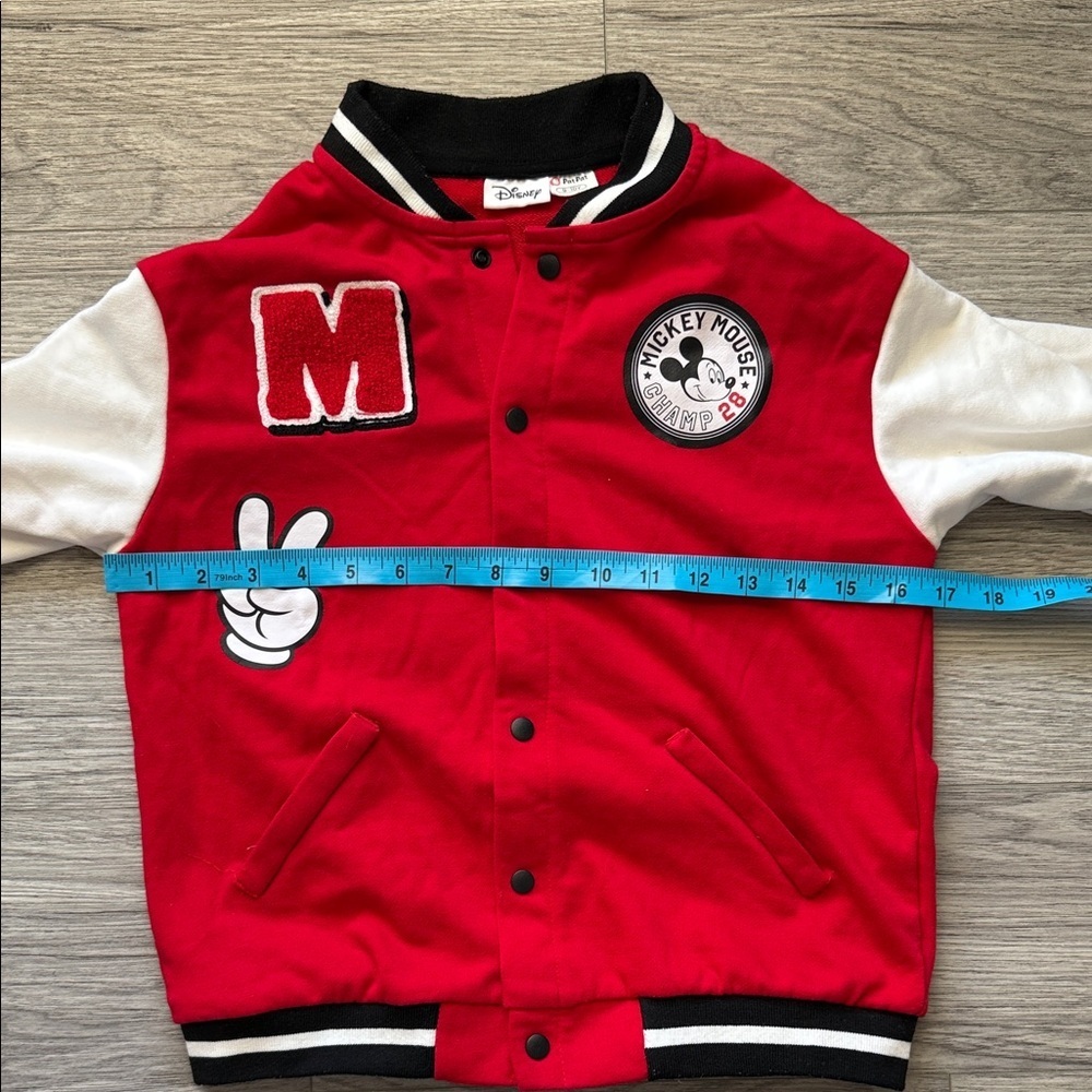 Disney Red and White Mickey Mouse Letterman Thin Jacket Size 9/10 - Picture 3 of 6